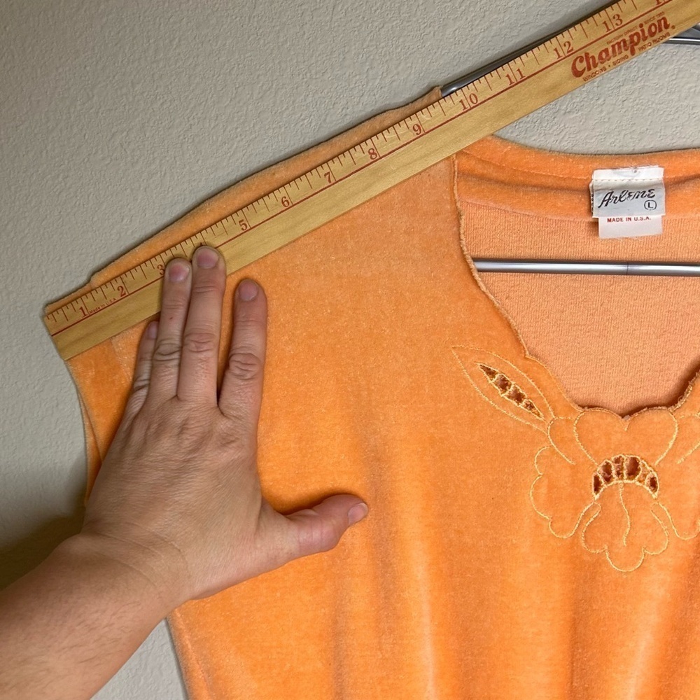 ILGWU Vintage 1970s Orange Velour Dress Ladies Garment Worker Union Collector - Picture 13 of 16